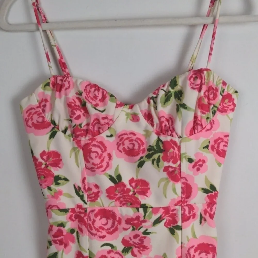 Dress Zara corset style dress with pink roses nwt - Picture 6 of 6